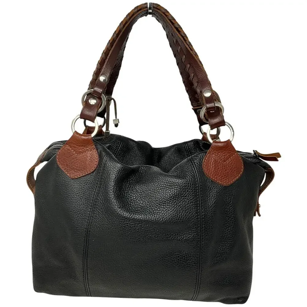 Pauric Sweeney Satchel Bag Womens Large Black Brown Leather Made In Italy